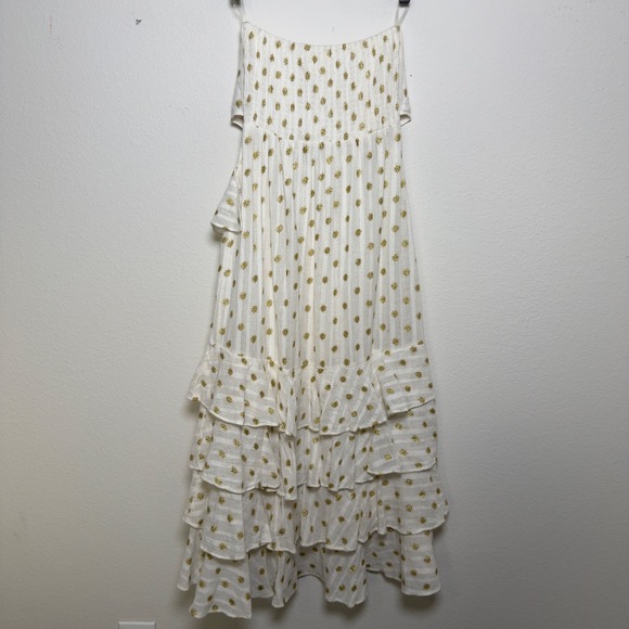 Sundress Women Ilanila Dress Small Tiered Ruffle Midi Dress Gold Cottagecore - Picture 8 of 10